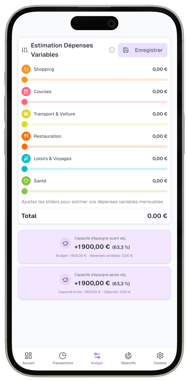 Interface dépenses variables