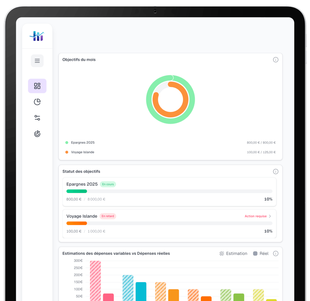CashSense Dashboard sur tablette